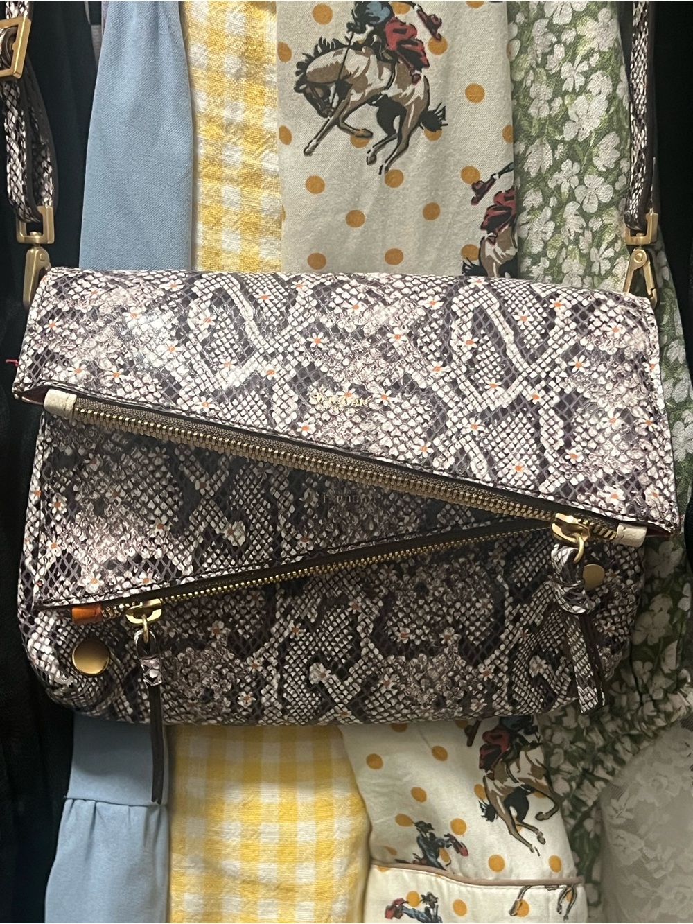 Hammitt snake and daisy print ”oops all pockets” crossbody bag